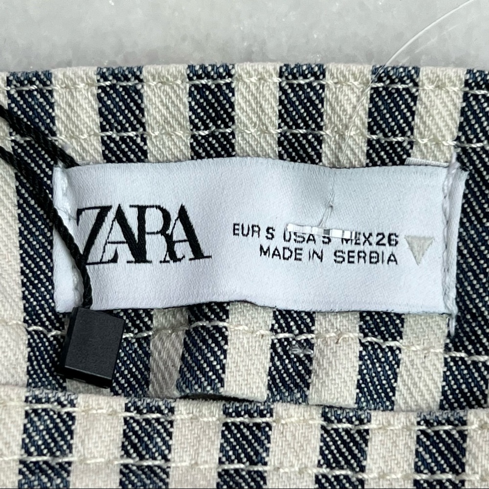 Zara Striped Denim Bustier Crop Tank Top Size Small NWT - Picture 3 of 7